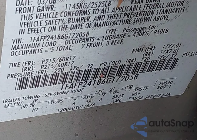 1FAFP24186G172058: 42888150