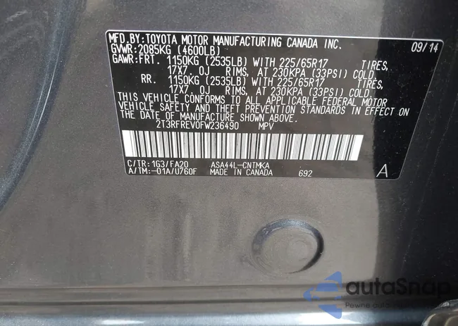 2T3RFREV0FW236490: 42887526