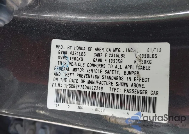 1HGCR2F76DA092249: 42887588