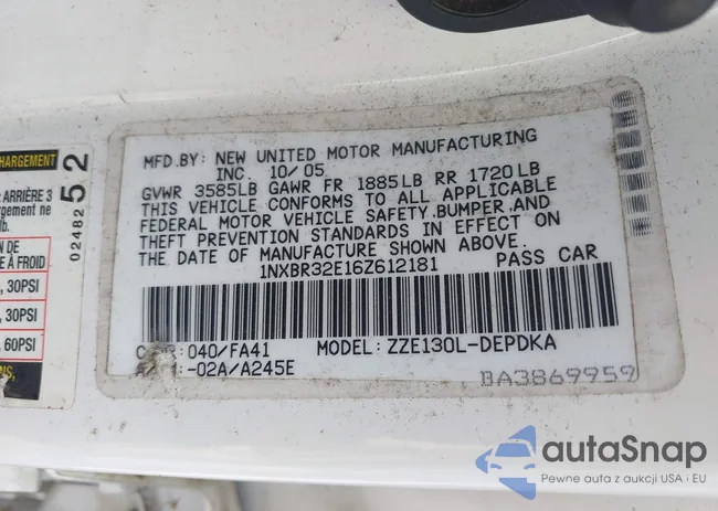 1NXBR32E16Z612181: 42889283