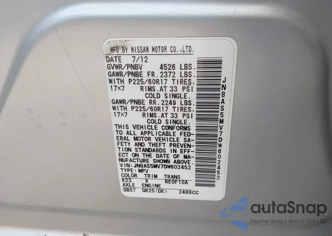 JN8AS5MV7DW602452: 42890142