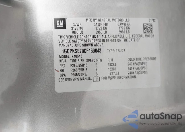 1GCPKSE70CF169043: 42890232