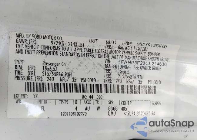 1FAHP3F23CL214630: 42890957