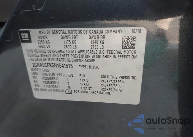 2GNALCEK5H1541513: 42891053