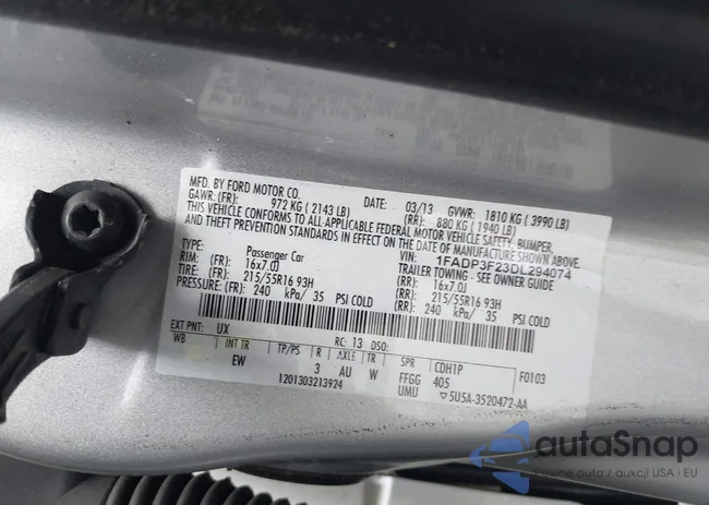 1FADP3F23DL294074: 42891059