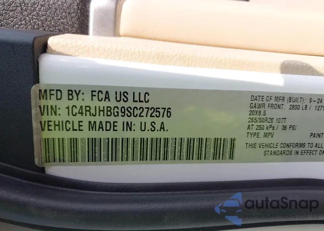 1C4RJHBG9SC272576: 42890651