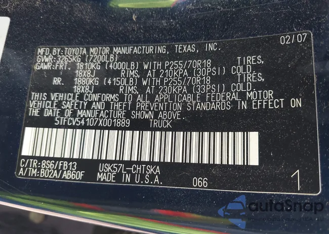 5TFCV54107X001889: 42891871