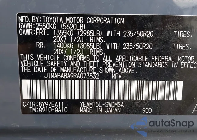 JTMABABA9RA073532: 42891931