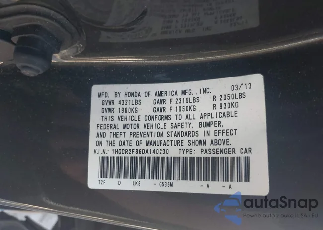 1HGCR2F86DA140230: 42891997