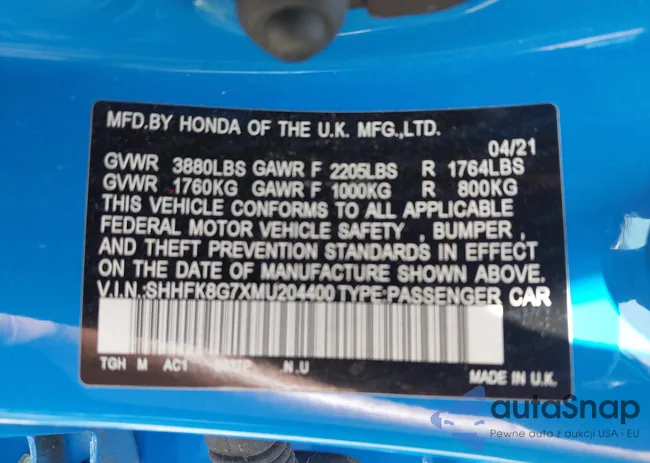 SHHFK8G7XMU204400: 42892024