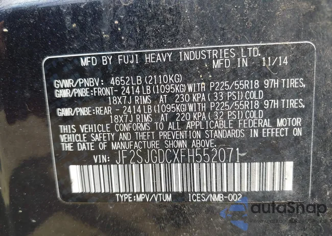 JF2SJGDCXFH552071: 42892071