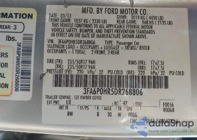 3FA6P0HR5DR268806: 42892268