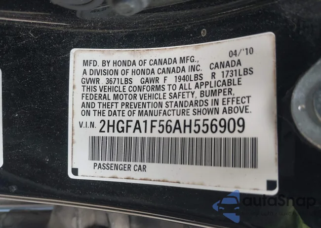 2HGFA1F56AH556909: 42891343