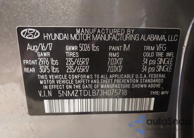 5NMZTDLB7JH075718: 42891618