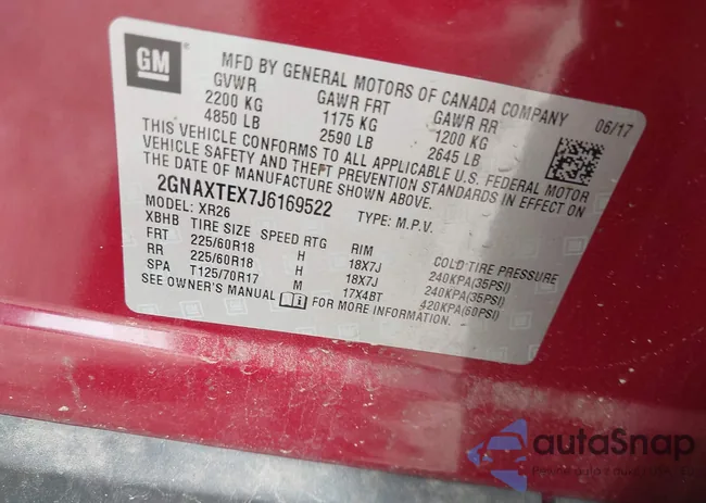 2GNAXTEX7J6169522: 42892720