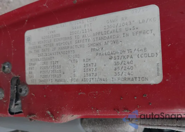 1GTCS1443TK502973: 42892865