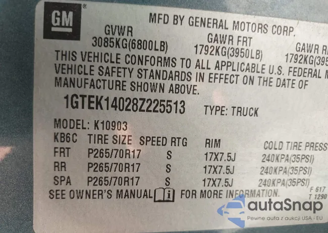 1GTEK14028Z225513: 42892436