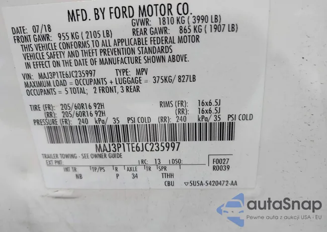 MAJ3P1TE6JC235997: 42892589