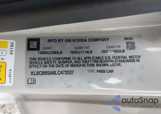 KL8CB6SA6LC472537: 42893747