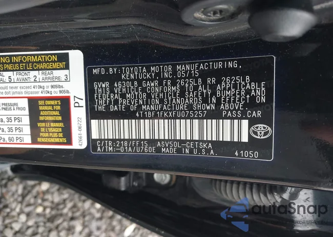 4T1BF1FKXFU075257: 42893822