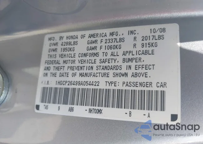 1HGCP26499A054422: 42893860