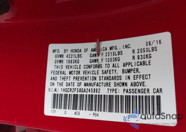 1HGCR2F58GA245992: 42893891