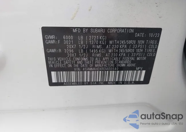 4S4WMAHDXR3400540: 42894047