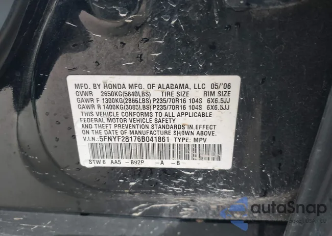 5FNYF28176B041861: 42894171