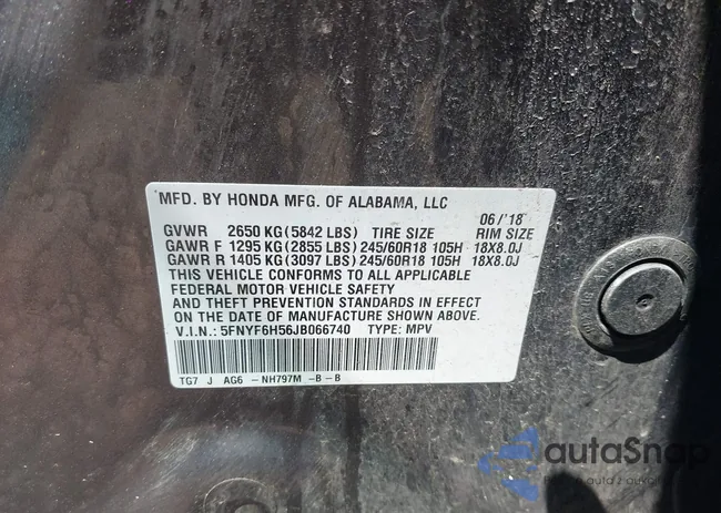 5FNYF6H56JB066740: 42894230