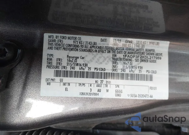 1FADP3F2XDL217959: 42894299