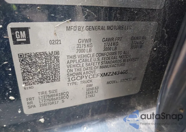 1GCPYCEFXMZ243466: 42893628