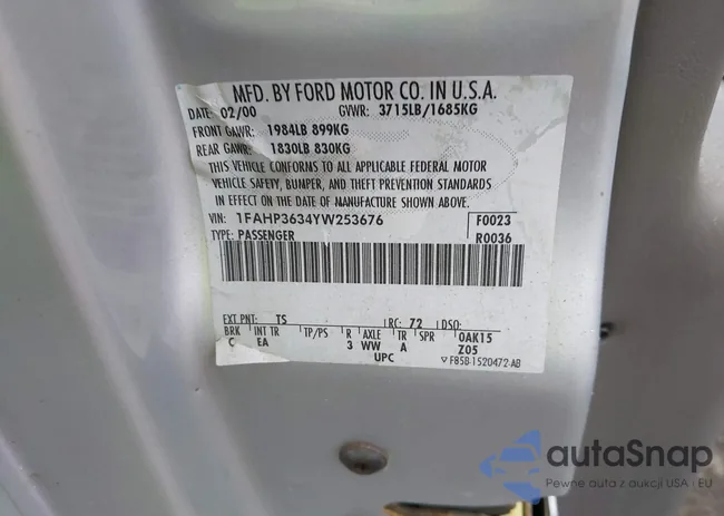 1FAHP3634YW253676: 42894716