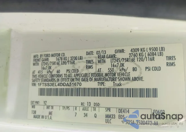 1FTSS3EL4DDA51670: 42894720