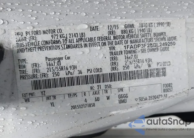 1FADP3F28GL249250: 42894957