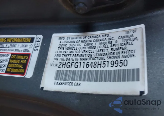 2HGFG11648H519950: 42895127