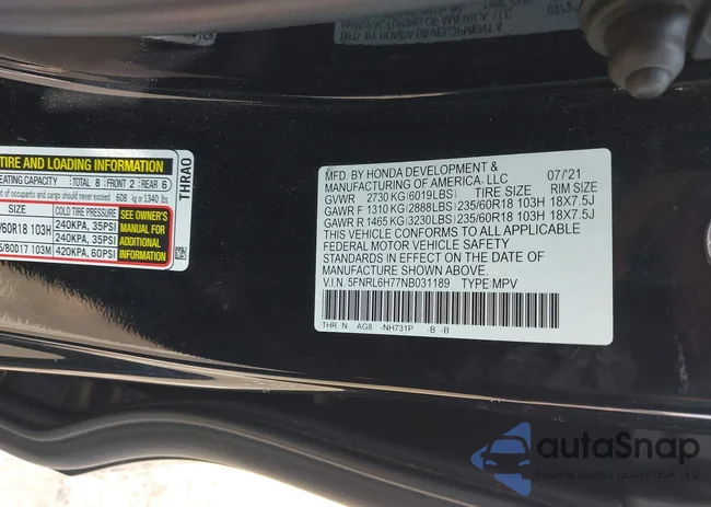 5FNRL6H77NB031189: 42895228