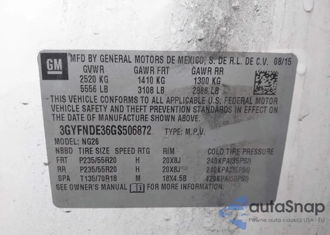 3GYFNDE36GS506872: 42894503