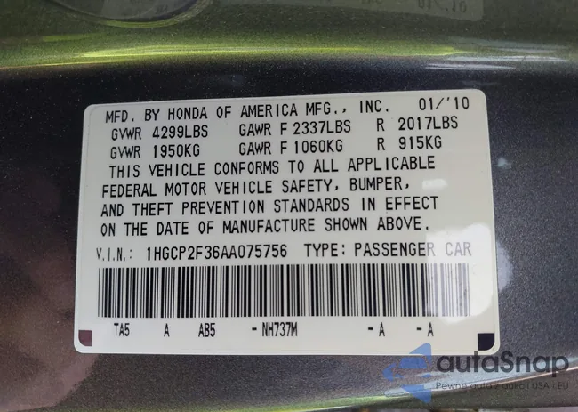 1HGCP2F36AA075756: 42895799