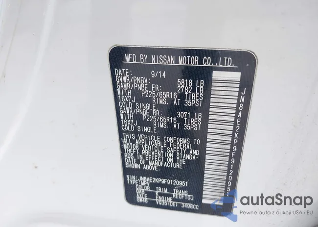 JN8AE2KP9F9120951: 42895920