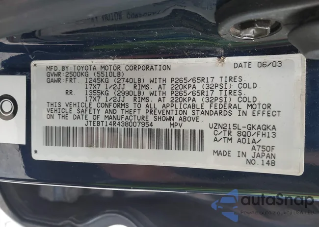 JTEBT14R438007954: 42895948