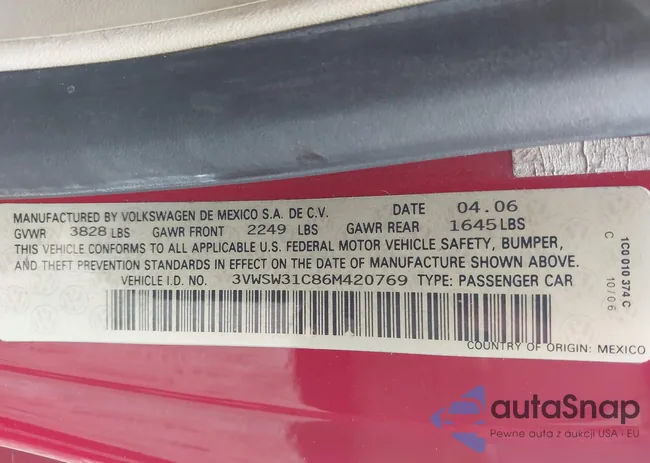 3VWSW31C86M420769: 42896288