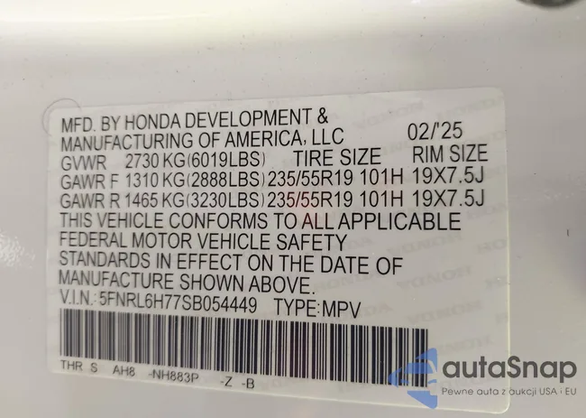 5FNRL6H77SB054449: 42895538