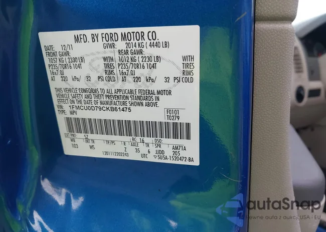 1FMCU0D79CKB61475: 42896711