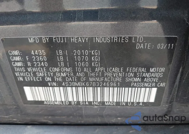 4S3BMBK67B3246961: 42896961