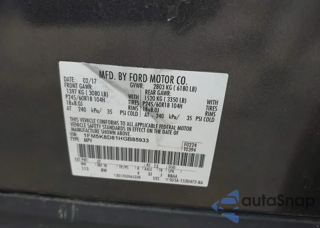 1FM5K8D81HGB85933: 42897091