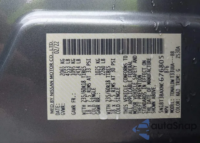 5N1BT3BAXNC676805: 42897141