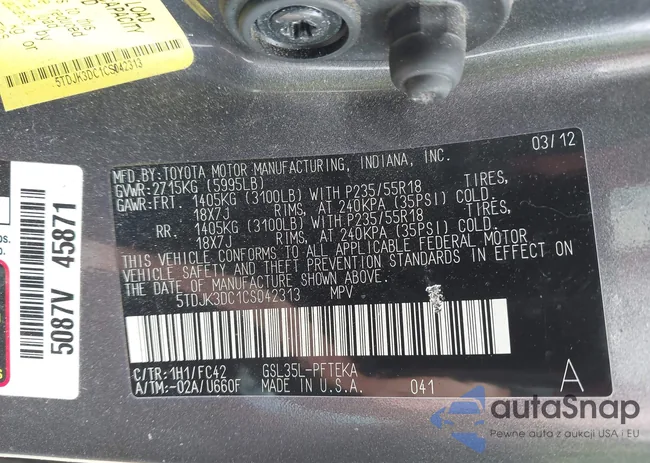 5TDJK3DC1CS042313: 42897267