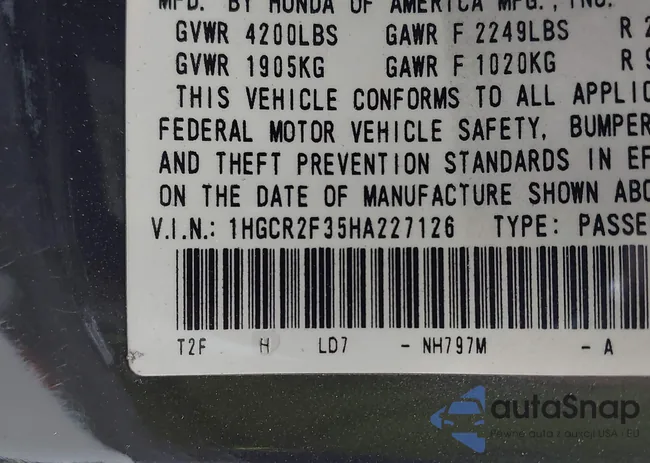 1HGCR2F35HA227126: 42897292