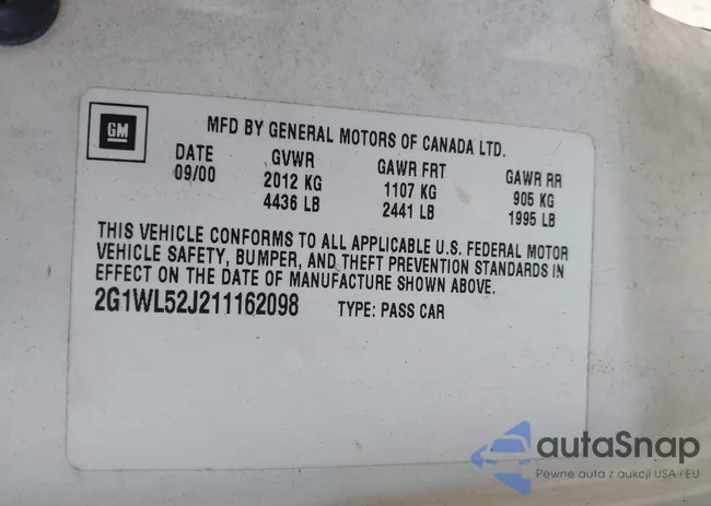 2G1WL52J211162098: 42896397