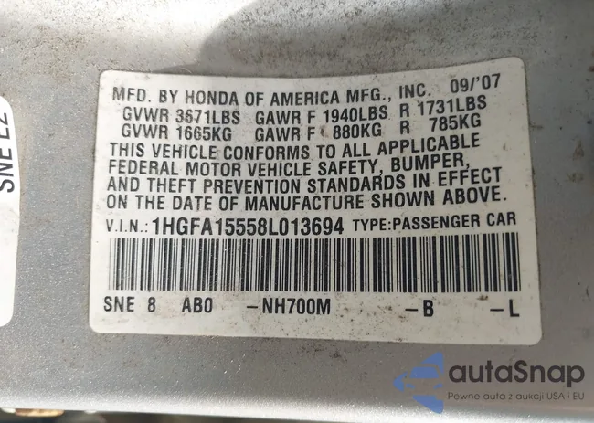 1HGFA15558L013694: 42896449